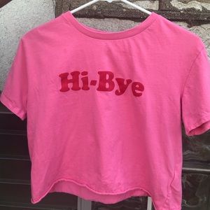 pink H&M Hi-Bye cropped t-shirt size Small